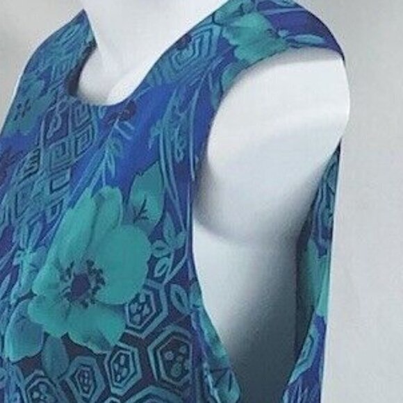 Vintage Dress R&K Sleeveless Shift Floral Tropical Open Side Button Up - Picture 7 of 15